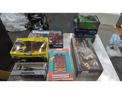 Assorted Items Including Board Games, Christmas Li...