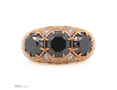 14K ROSE GOLD, BLACK DIAMOND AND DIAMOND, TRILOGY ...