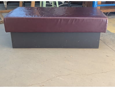 Bench, timber base, padded leather style seating

...