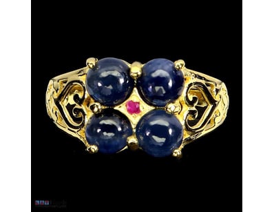 UNIQUE NATURAL BLUE SAPPHIRE & RUBY RING.     

Un...