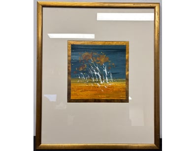 FRAMED ABSTRACT LANDSCAPE OIL PAINTING WITH WIND-S...