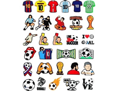 RRP $59. Croc Soccer Charm Box Set. 38pcs Soccer B...
