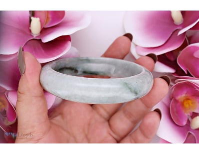 NATURAL BURMESE JADE BANGLE ON 925 SILVER - WITH C...