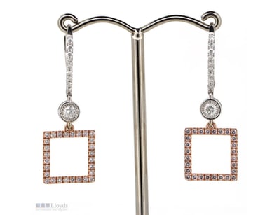 14K WHITE/ROSE GOLD, PINK DIAMOND AND DIAMOND, DRO...