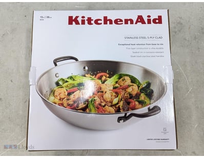 KitchenAid 15-inch (38cm) stainless steel wok feat...