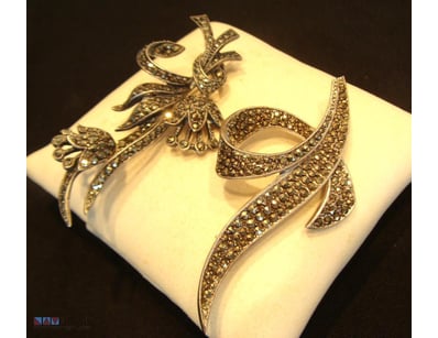 STERLING SILVER MARCASITE BROOCHES, HALLMARKED, QT...