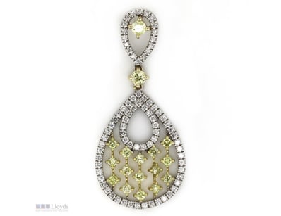14K WHITE/YELLOW GOLD, FANCY YELLOW DIAMOND AND DI...