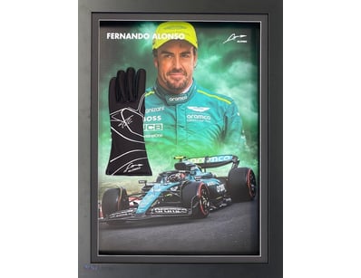 FERNANDO ALONSO PERSONALLY SIGNED GLOVE

Framed Us...