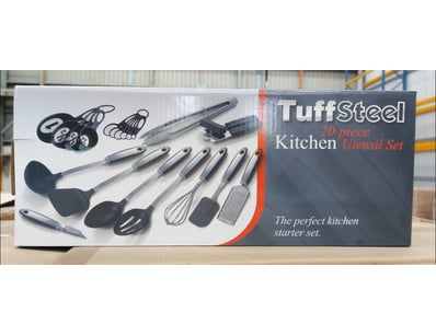 BOX LOT- QTY x6 Tuff Steel 20-piece Kitchen Utensi...