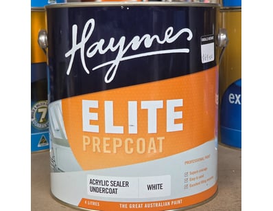 Haymes paint, elite prepcoat, Acrylic sealer under...