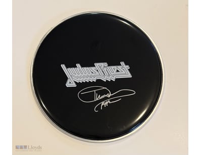 TIM RIPPER OWENS SIGNED JUDAS PRIEST DRUM HEAD 

A...