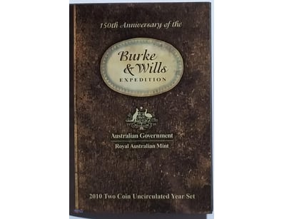 2010  $1 & 20C TWO COIN SET 150TH ANN. BURKE & WIL...