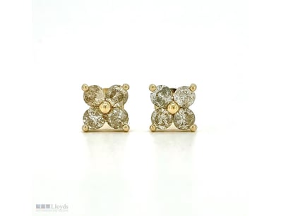 9CT YELLOW GOLD FANCY CHAMPAGNE BROWN DIAMOND CLUS...