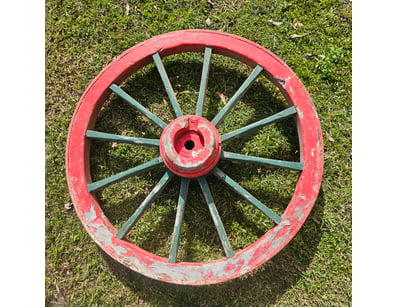Carriage wheel, 12 spokes 45 inch diameter, 3 inch...