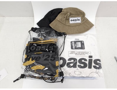 Oasis Live '25 merchandise collection comprising b...