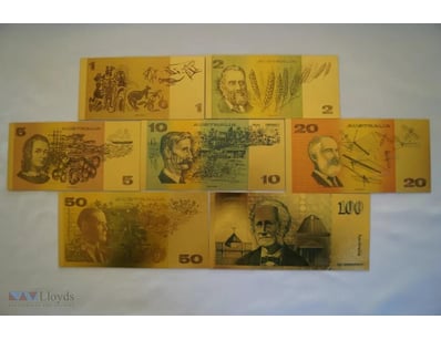 AUSTRALIA SET OF 7 SOUVENIR DOLLAR COLLECTION 24K ...