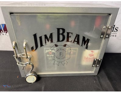 Jim Beam branded beverage case featuring a frosted...