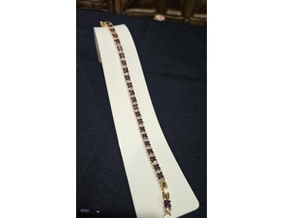 ROSE GOLD PLATED TENNIS BRACELET PRINCESS CUT PURP...