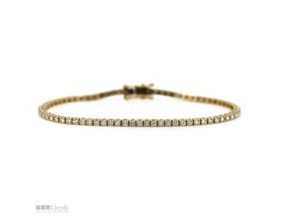9K YELLOW GOLD, 1.54CT TDW DIAMOND, TENNIS BRACELE...