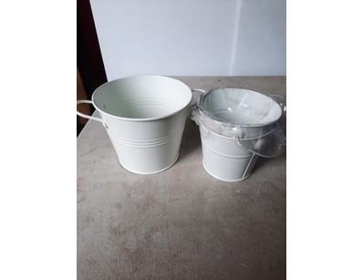 Box of assorted size buckets.

SOLD AS LOT

