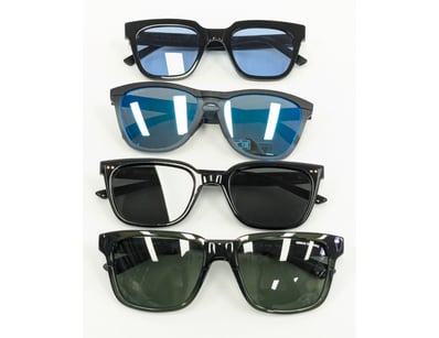 Assorted designer sunglasses featuring Armani, RSF...