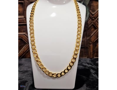 YELLOW GOLD PLATED CUBAN  CHAIN-60CM-8MM 

Total I...