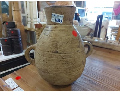 Terracotta storage vessel with two loop handles, f...