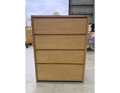 RRP $1479 Solid timber 4-drawer chest featuring na...