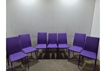 Purple Fabric Stackable Dining Chairs (x7) -