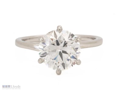 2.05 CARATS PLATINUM DIAMOND SOLITAIRE RING IGI CE...
