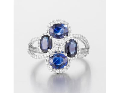 14CT WHITE GOLD AUSTRALIAN SAPPHIRE AND DIAMOND CL...