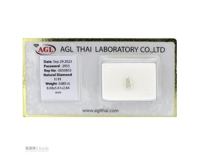 0.885CT CERTIFIED, NATURAL DIAMOND     

Pear Bril...