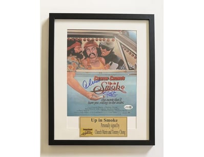 CHEECH & CHONG SIGNED FRAMED 'UP IN SMOKE'

A Blac...