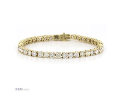 14K YELLOW GOLD, 10.23CT TDW DIAMOND, TENNIS BRACE...