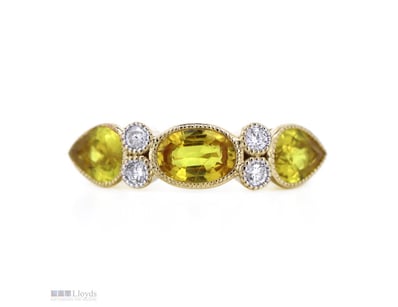 14K YELLOW GOLD, YELLOW SAPPHIRE AND DIAMOND, DRES...