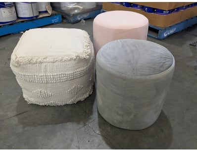 Lot comprising three contemporary upholstered pouf...