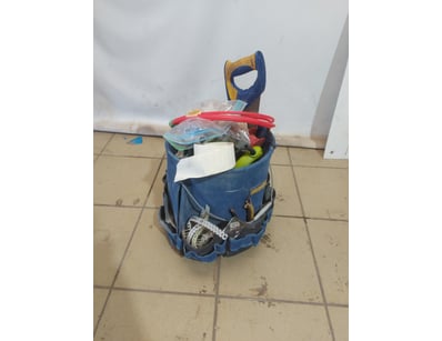 Blue canvas tool bag organizer with handles and mu...