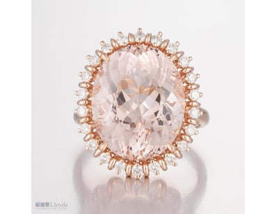 14CT ROSE GOLD MORGANITE AND DIAMOND COCKTAIL RING...