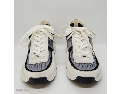 CHANEL MULTICOLOR KNIT FABRIC AND SUEDE CC TRAINER...