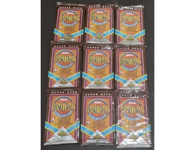 SET OF 9 NBA TRADING CARDS PACKS, UPPER DECK, 1991...