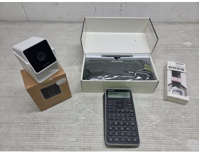 Pet cube cam, casio watch, bose speaker, sharp cal...