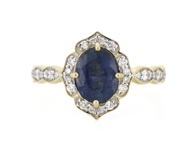 14K YELLOW GOLD, 1.57CT BLUE CEYLON SAPPHIRE AND D...