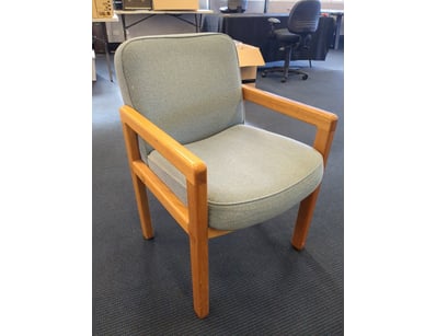 Occasional Chair, Blue Fabric Seat and Timber  Fra...