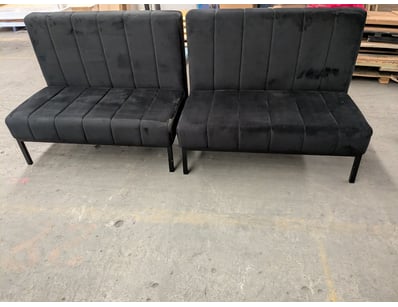 Pair of modern modular dining chairs featuring cha...