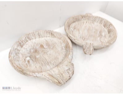 Pair of whitewashed wooden serving dishes 53cm x 4...