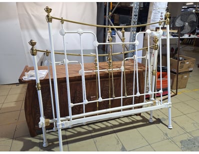 Bed Frame, Size Unknown, Metal Style, White & Gold...