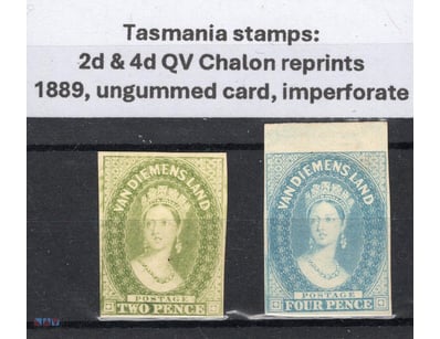 Tasmania Stamps: 2D & 4D Queen Victoria Chalon Iss...