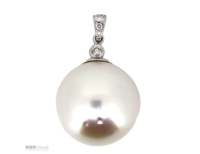 14K WHITE GOLD, WHITE SOUTH SEA CULTURED PEARL AND...
