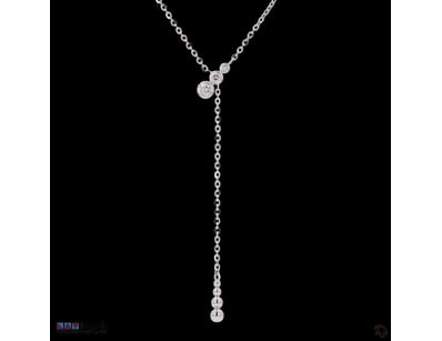 0.29 CT ROUND Y-DROP LARIAT NECKLACE IN 18KT WHITE...