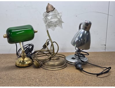 Lamps, 3x lamps including brass style lamps and me...